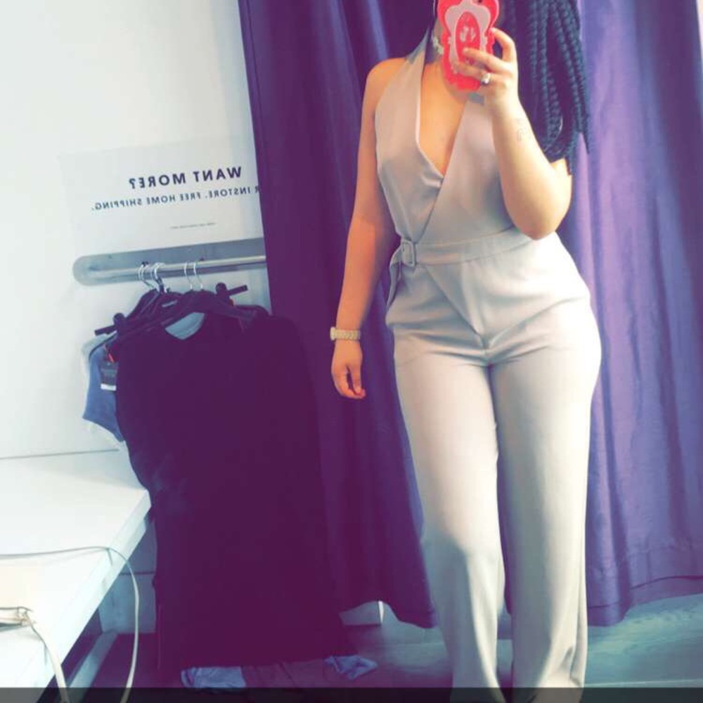Cream halter top jumpsuit